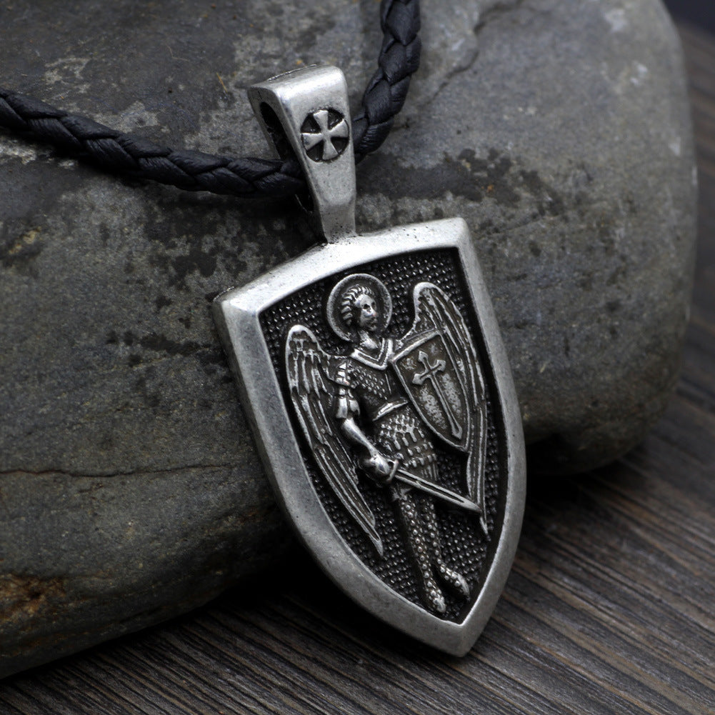 Saint Michael Archangel Pendant Necklace Bones of the Earth