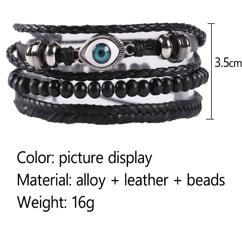 Braided leather cord brown eye bracelet Bones of the Earth