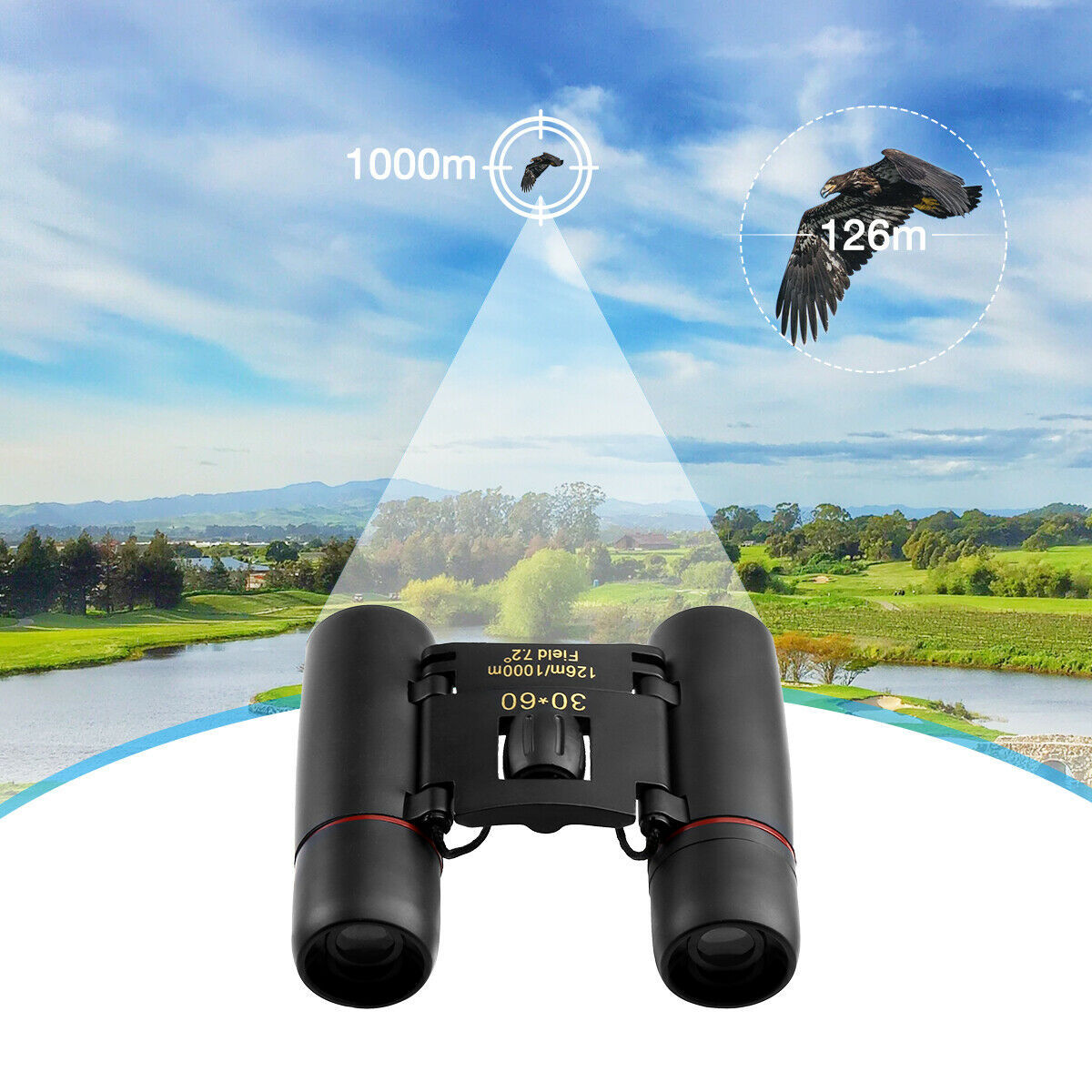 Binoculars 30x60 Zoom Travel Compact Folding Telescope Hunting Day Night Outdoor Small Pocket Binoculars Compact Adults, Mini Kids Binoculars Boys For Bird Watching, Concert Theater Opera null