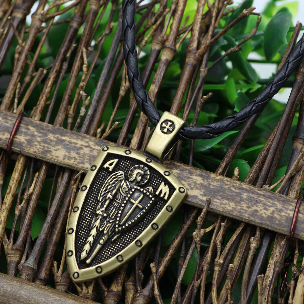 Saint Michael Archangel Pendant Necklace Bones of the Earth