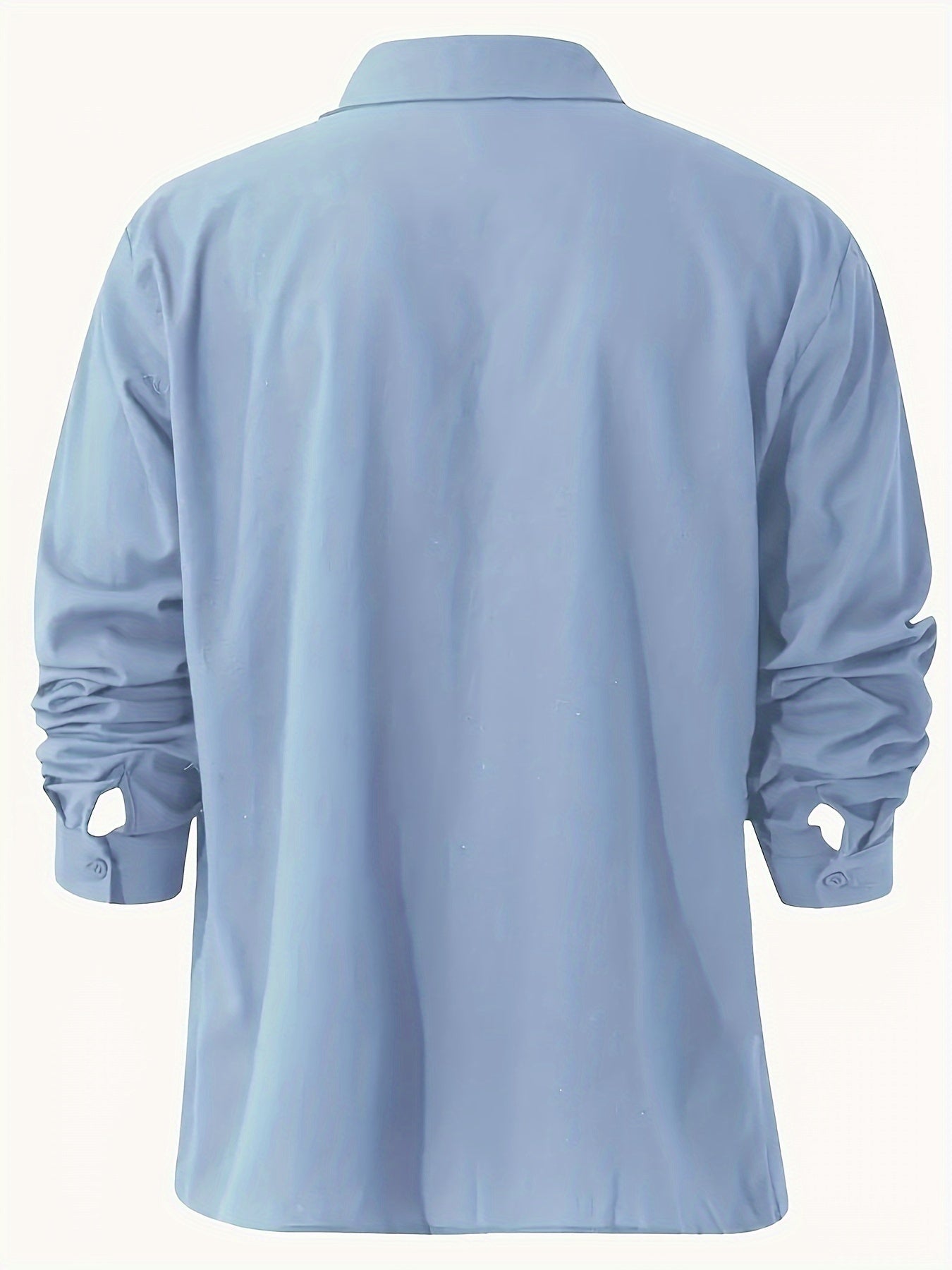 New Solid Color Long Sleeve Shirt Casual Stand Collar Shirt For Men null