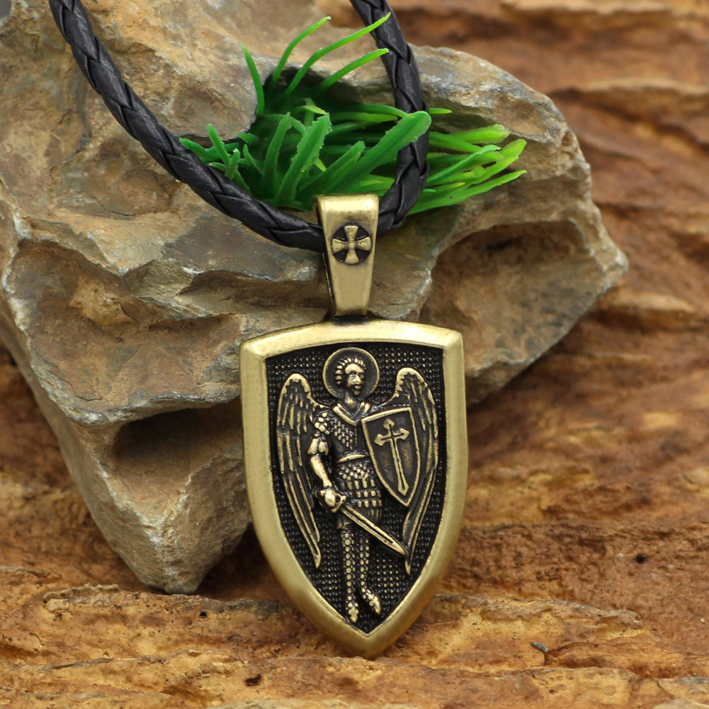 Saint Michael Archangel Pendant Necklace Bones of the Earth