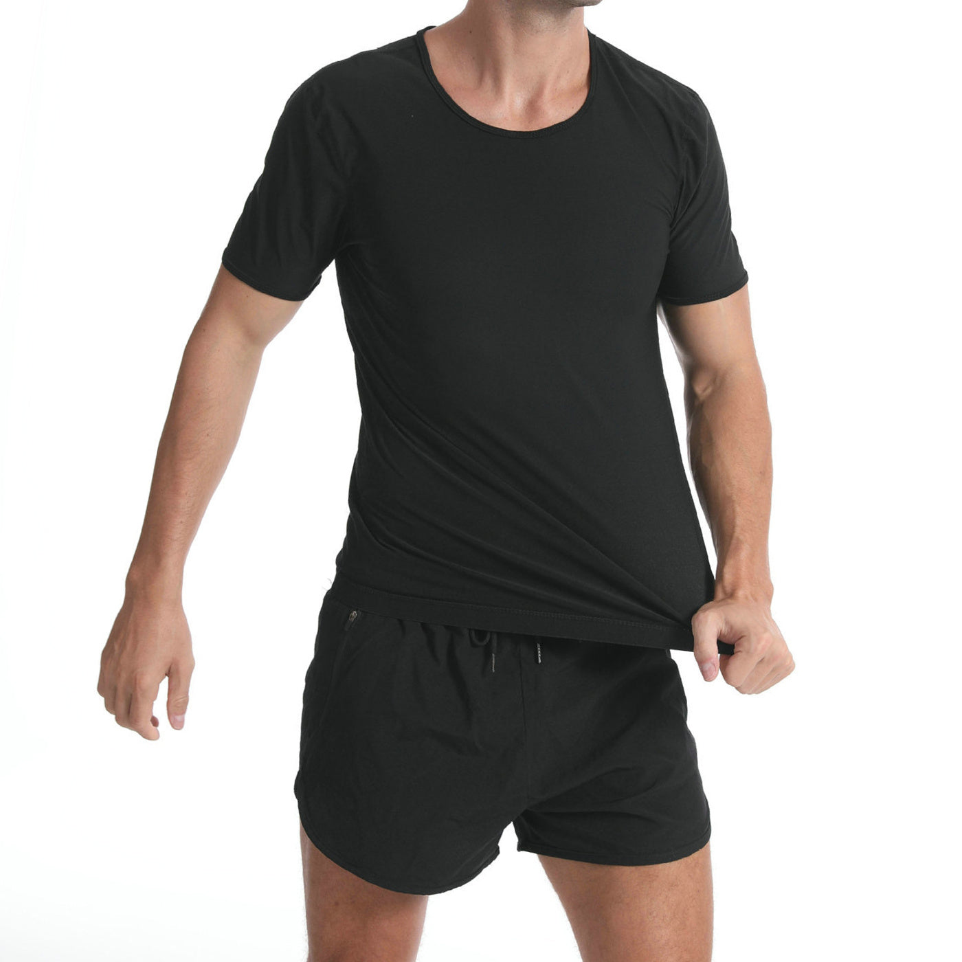 Men's Fashion Simple Solid Colour Sweatshirt Short Sleeve null
