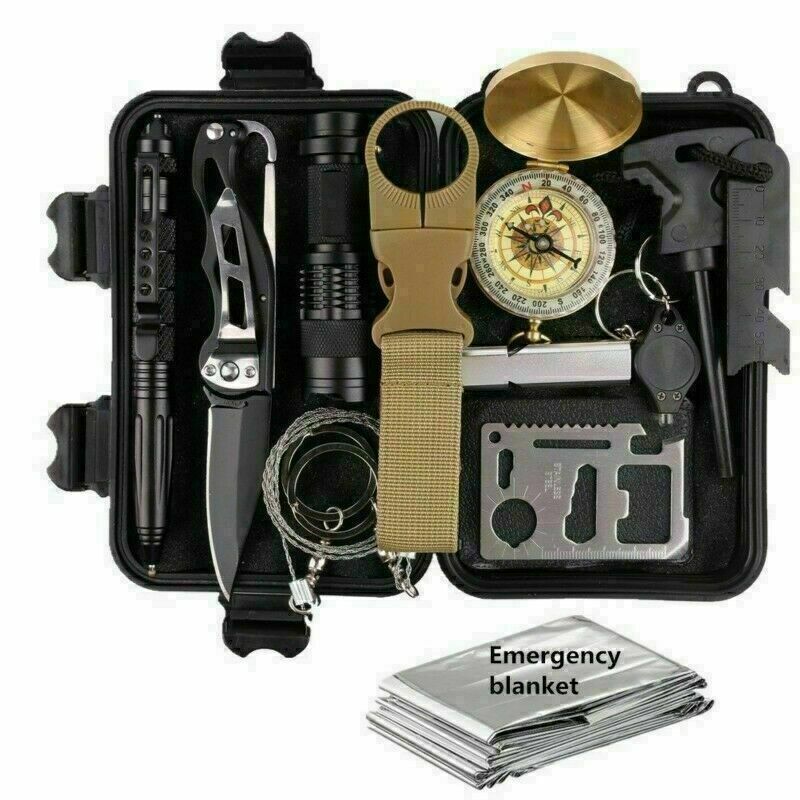 14-In-1 Outdoor Emergency Survival Kit Camping Hiking Tactical Gear Case Set Box null