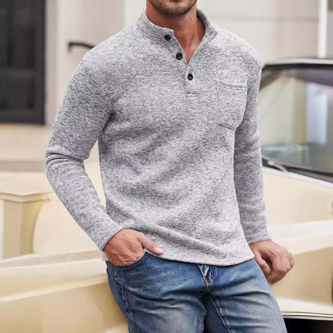 Gray Long Sleeves Thickening Polo Thick Needle null