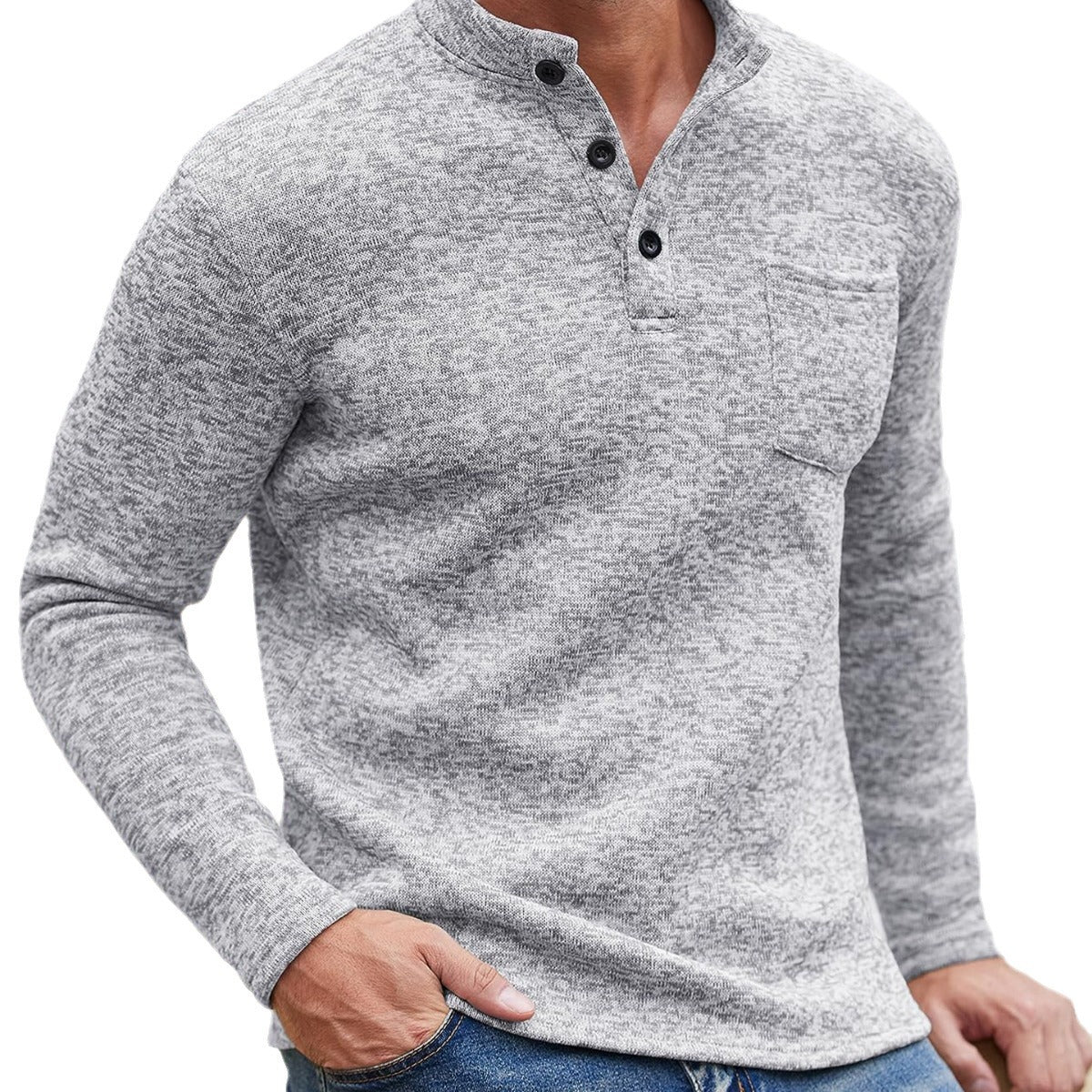 Gray Long Sleeves Thickening Polo Thick Needle null