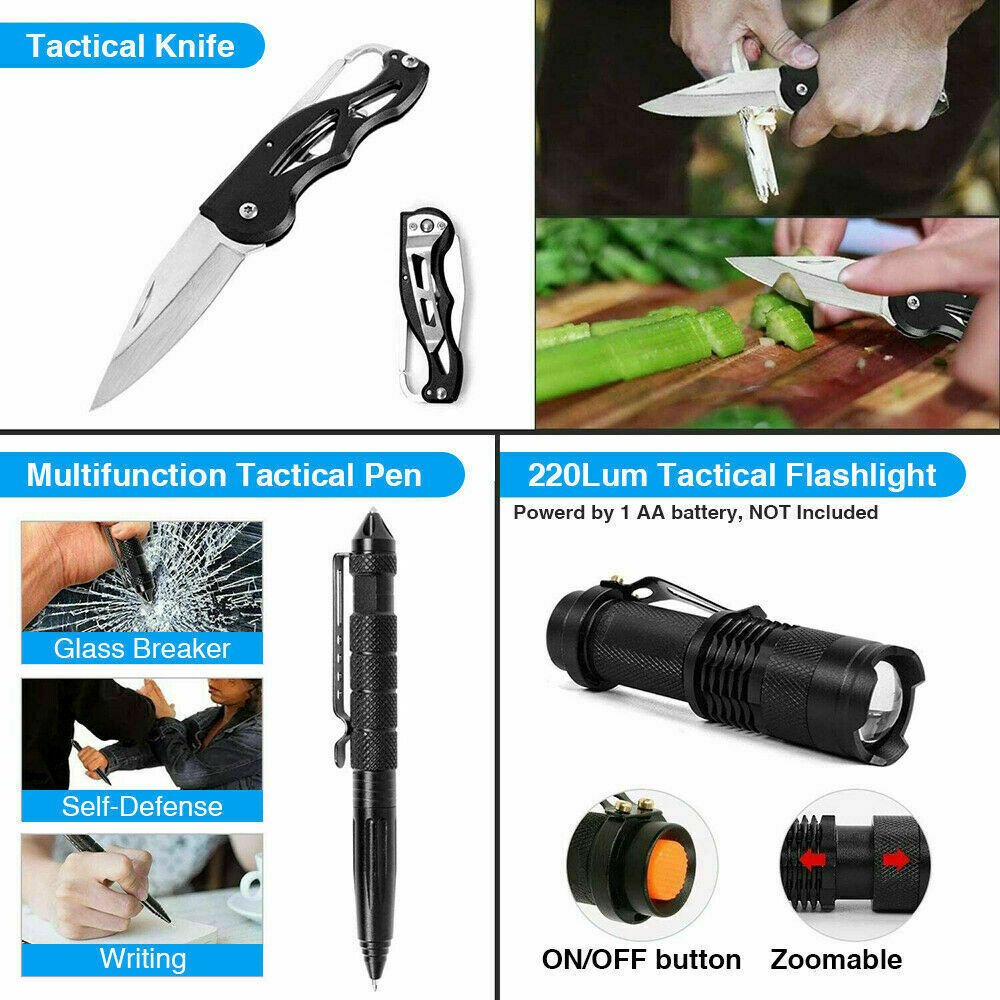 14-In-1 Outdoor Emergency Survival Kit Camping Hiking Tactical Gear Case Set Box null