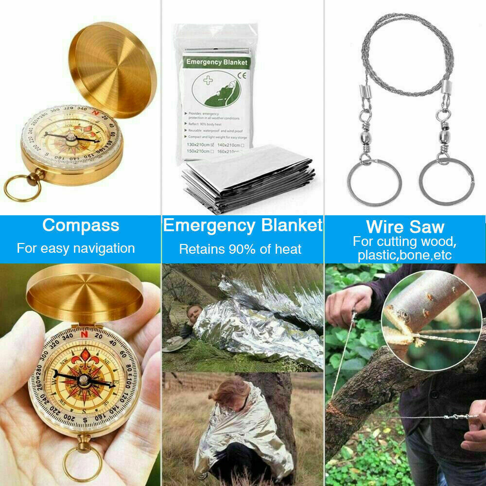 14-In-1 Outdoor Emergency Survival Kit Camping Hiking Tactical Gear Case Set Box null