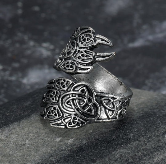 Asgard Crafted Handcrafted Stainless Steel Adjustable Bear Paw Ring Bones of the Earth