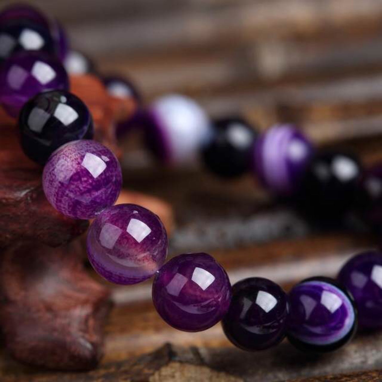 Bracelet En Pierre Naturelle Violet Pour Femme